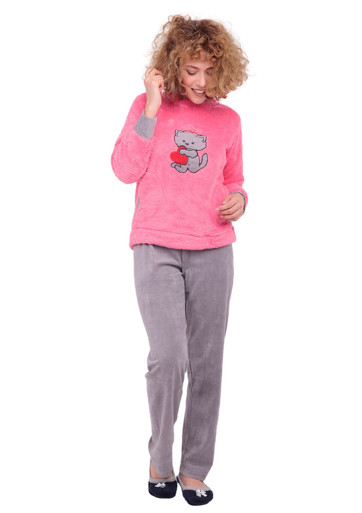 Wesha Boru Paçalı Çizgi Karakter Baskılı Welsoft Pijama Takımı 001 | Pembe