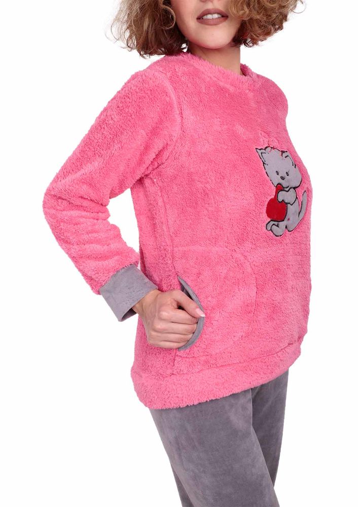 Wesha Boru Paçalı Çizgi Karakter Baskılı Welsoft Pijama Takımı 001 | Pembe