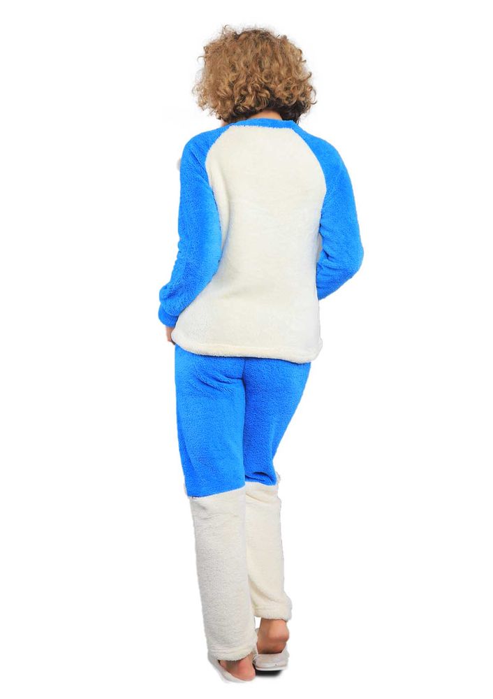 Wesha Baskılı Yuvarlak Yakalı Welsoft Pijama Takımı 005 | Mavi