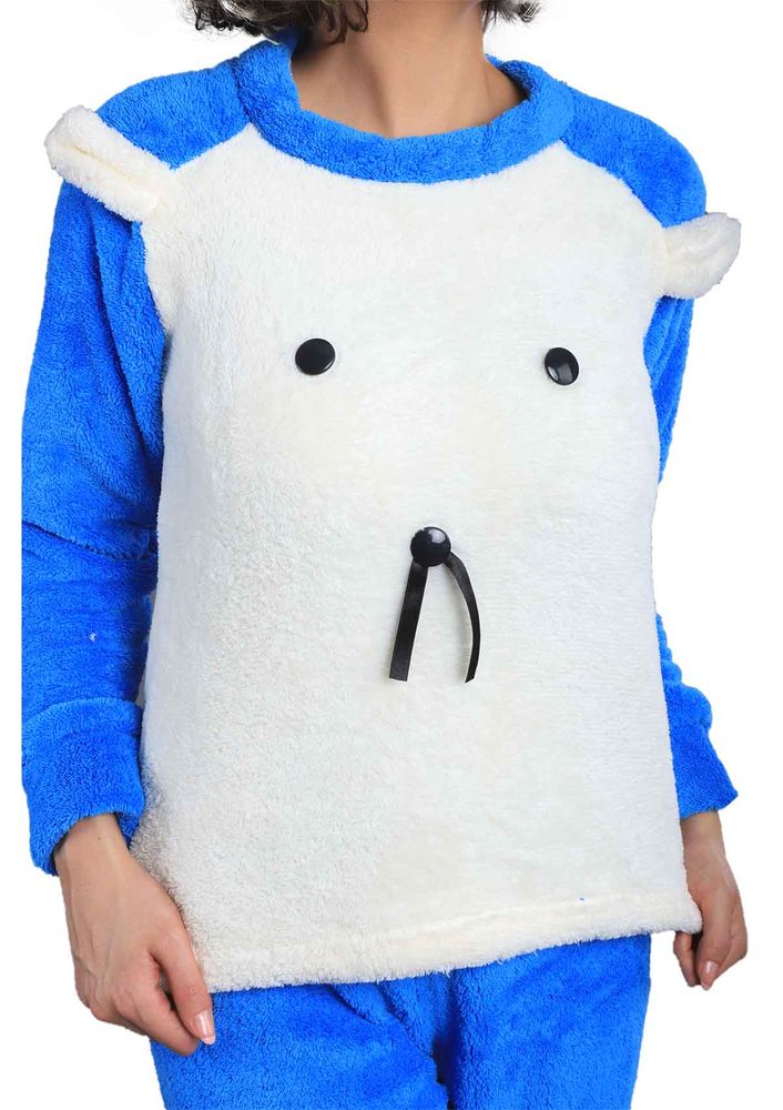 Wesha Baskılı Yuvarlak Yakalı Welsoft Pijama Takımı 005 | Mavi