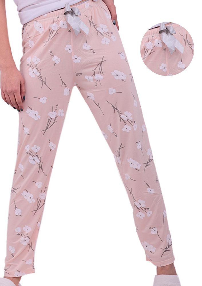 Çiçek Desenli Pijama Altı 20104 | Krem