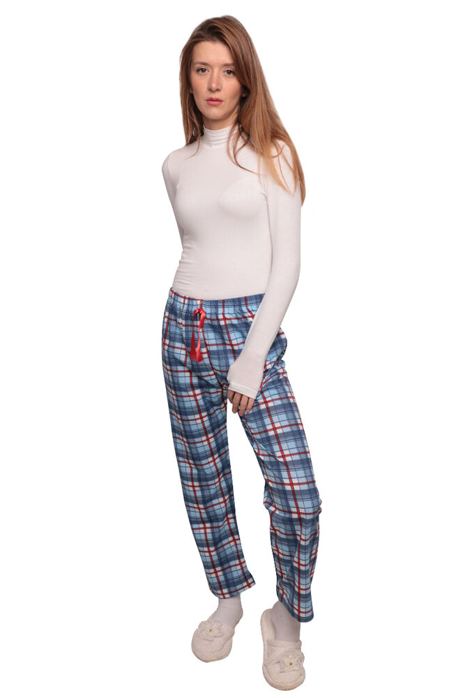 Ekoseli Kadın Pijama Altı | Mavi