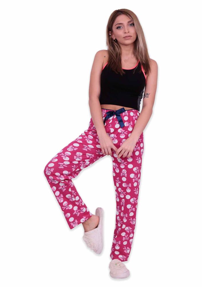 Kurdele Baskılı Kadın Pijama Altı | Pembe