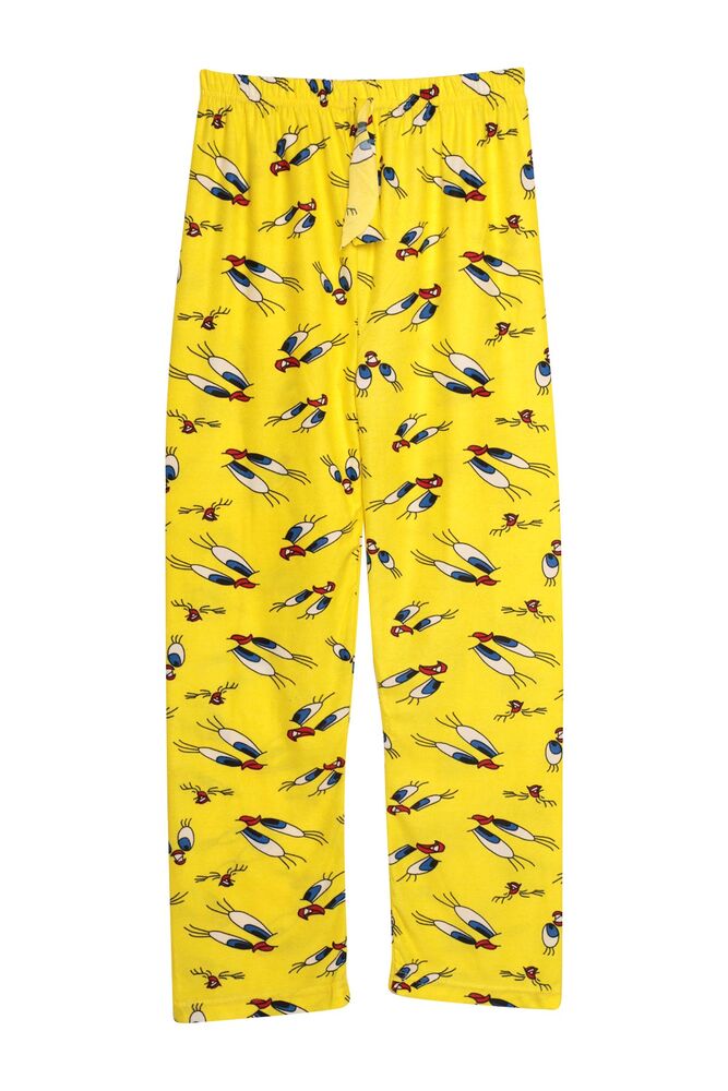 Baskılı Süet Kadın Pijama Tek Alt 1569-2 | Sarı