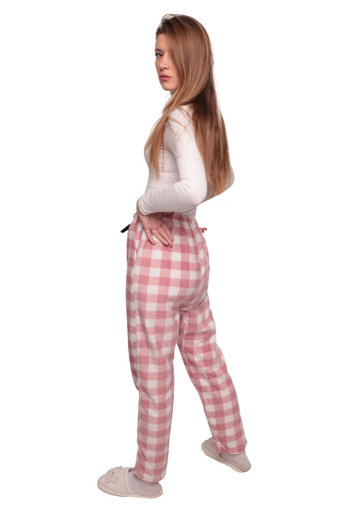 Kareli Cepli Kadın Polar Pijama Alt 1180 | Gül Kurusu