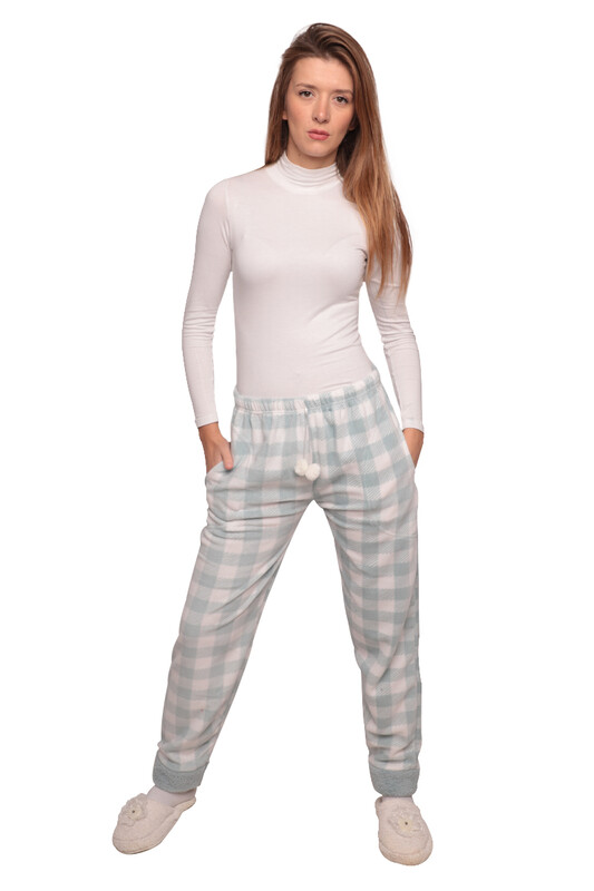 IŞILAY - Cepli Polar Kadın Pijama Alt | Yeşil