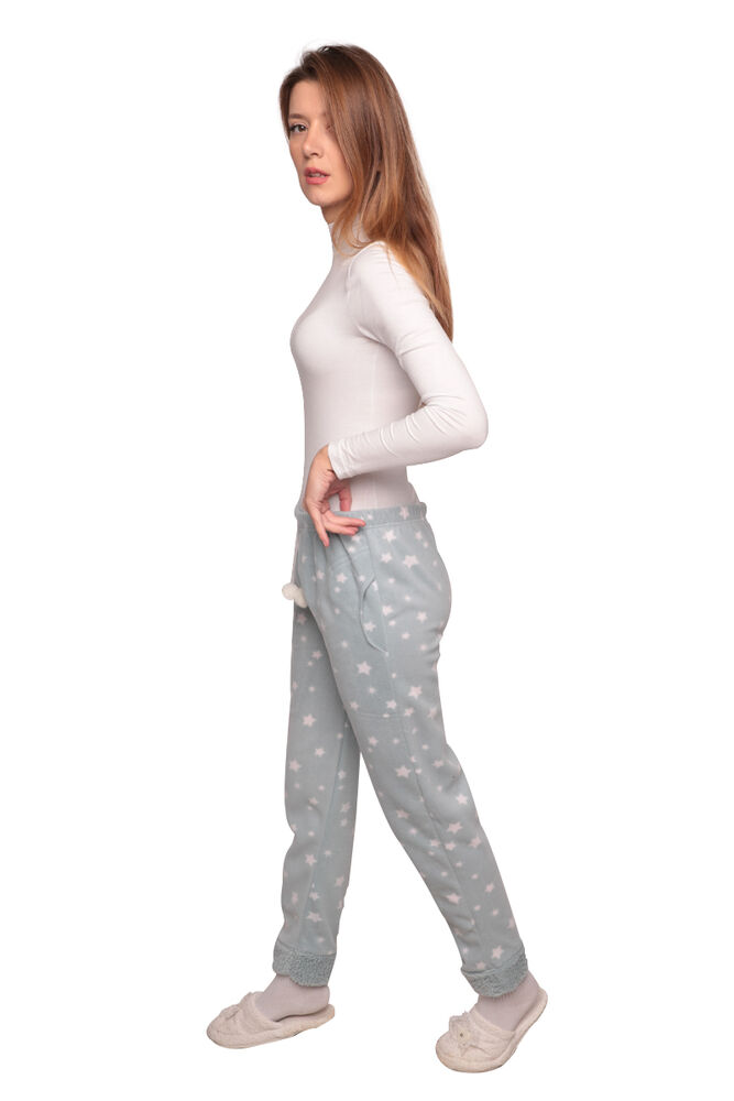 Yıldızlı Cepli Kadın Polar Pijama Alt 2322 | Yeşil