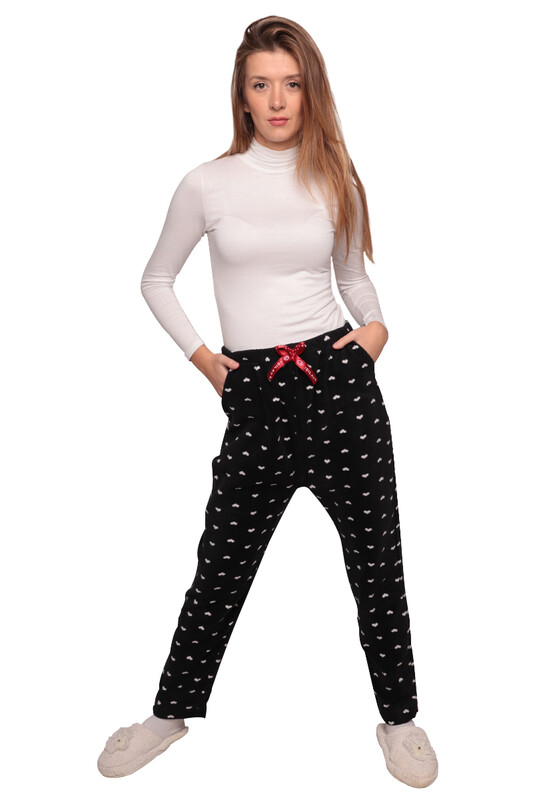 IŞILAY - Cepli Kadın Polar Pijama Alt 1012 | Siyah