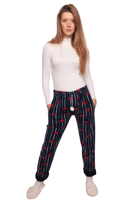 IŞILAY - Cepli Kadın Polar Pijama Altı 4785 | Lacivert