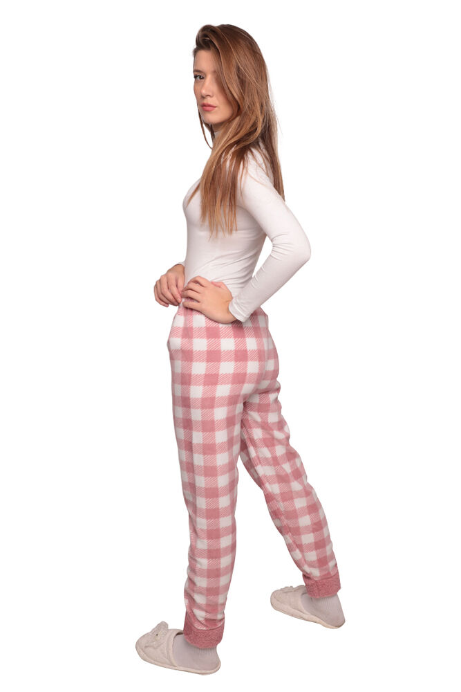 Kareli Cepsiz Kadın Polar Pijama Altı 8745 | Pembe