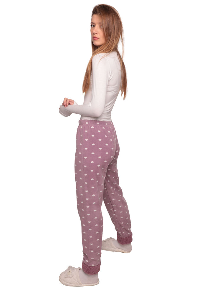 Kalp Desenli Kadın Polar Pijama Alt 1450 | Lila