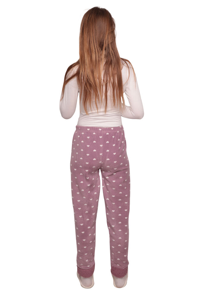 Kalp Desenli Kadın Polar Pijama Alt 1450 | Lila