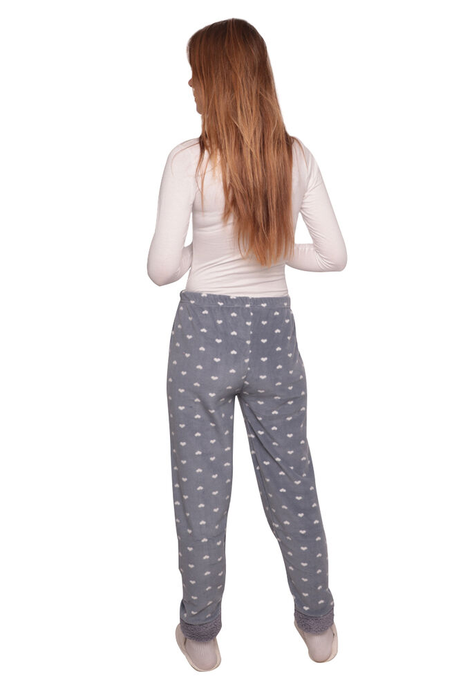 Kalp Desenli Kadın Polar Pijama Alt 1450 | Gri