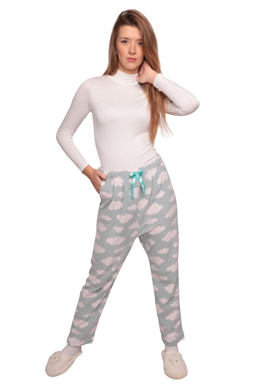IŞILAY - Bulutlu Cepli Kadın Polar Pijama Alt 3336 | Yeşil