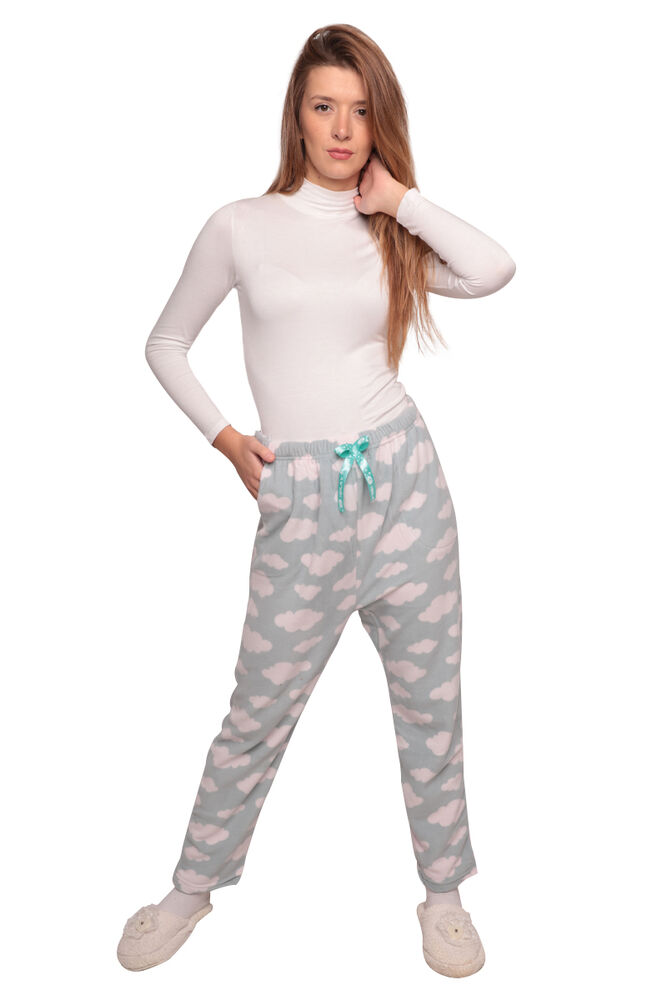 Bulutlu Cepli Kadın Polar Pijama Alt 3336 | Yeşil