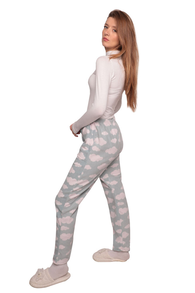 Bulutlu Cepli Kadın Polar Pijama Alt 3336 | Yeşil
