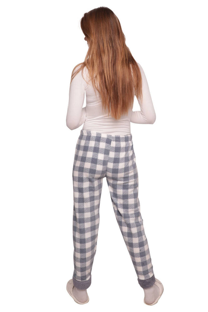 Kareli Cepsiz Kadın Polar Pijama Altı 8745 | Gri