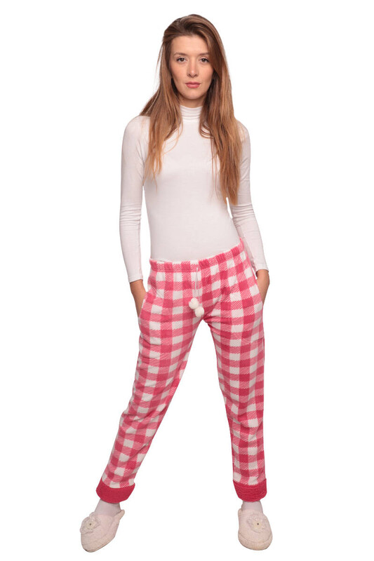 IŞILAY - Cepli Polar Kadın Pijama Alt | Pembe