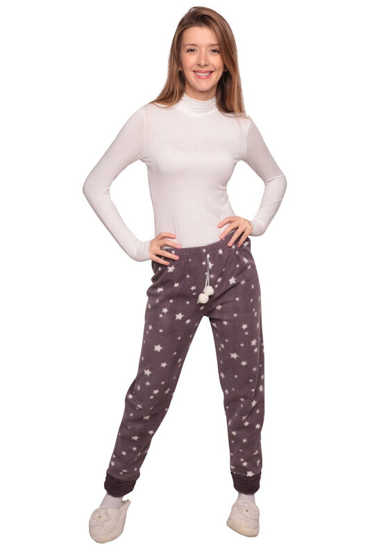 IŞILAY - Yıldızlı Kadın Polar Pijama Alt 6654 | Gri