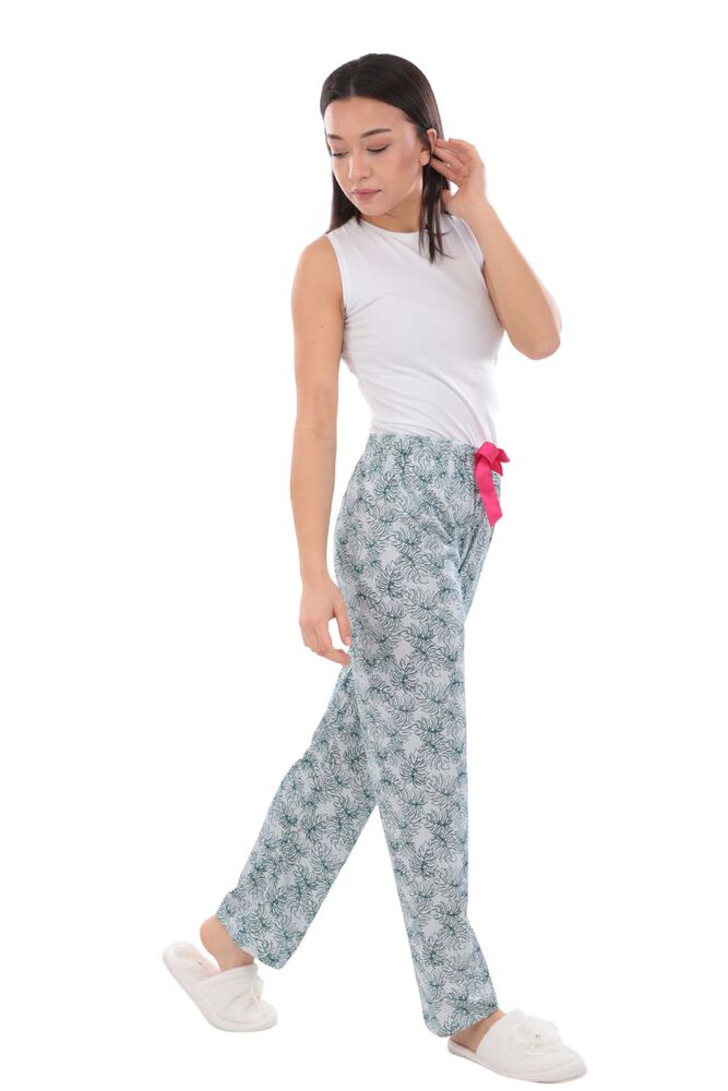 Yaprak Baskılı Kadın Pijama Altı | Beyaz