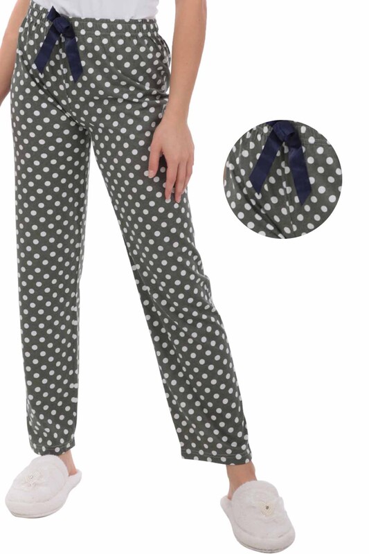 Puantiyeli Kadın Pijama Altı | Yeşil - Thumbnail