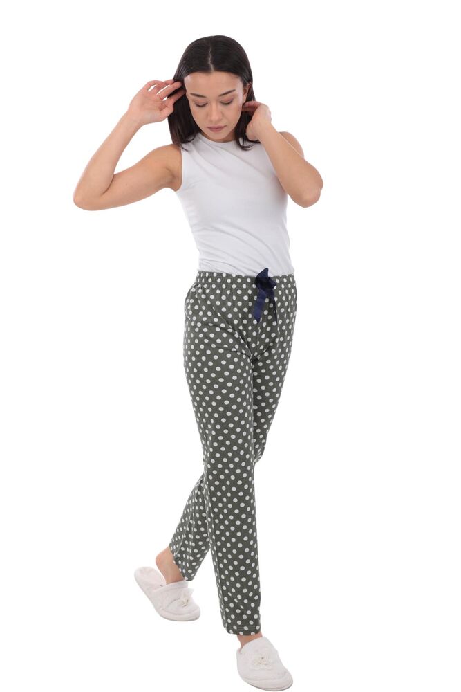 Puantiyeli Kadın Pijama Altı | Yeşil