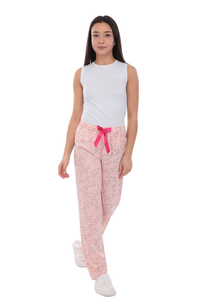 Kedi Desenli Kadın Pijama Altı 1406 | Pudra