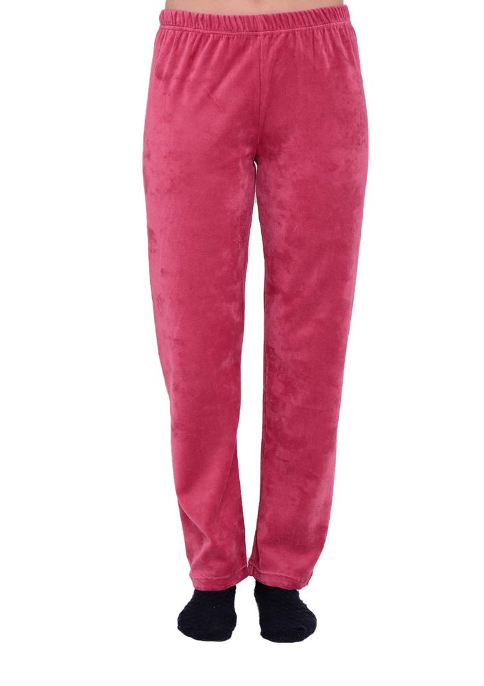 Bol Paçalı Beli Lastikli Kadife Pijama Altı 036 | Mürdüm