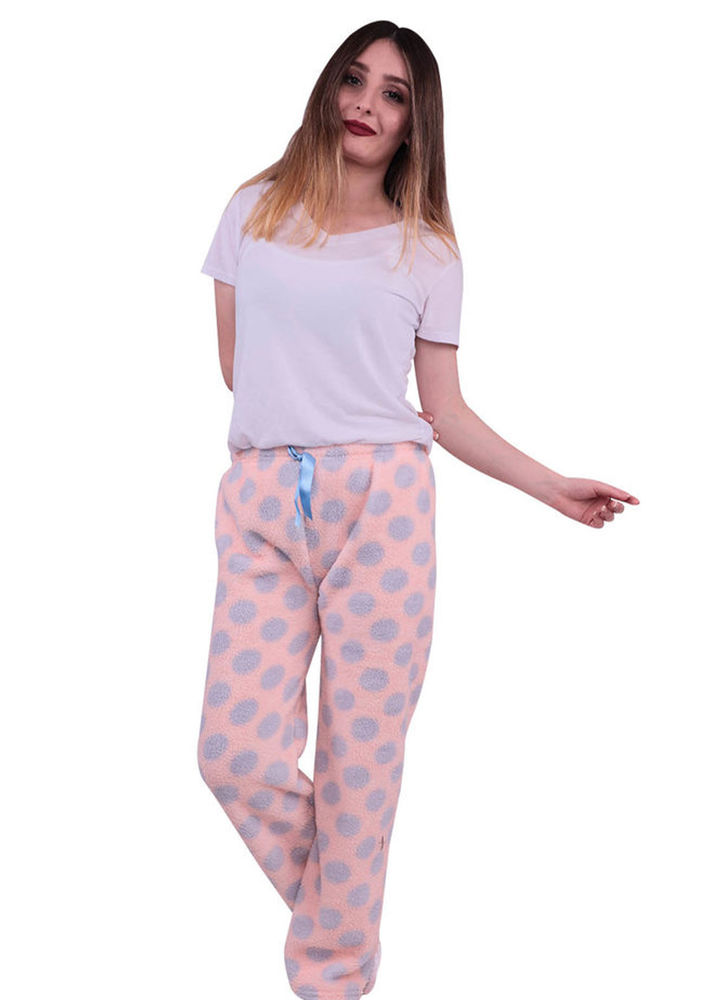 Simisso Puantiye Desenli Welsoft Pijama Altı 880 | Somon