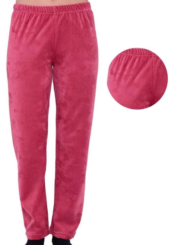 Bol Paçalı Beli Lastikli Kadife Pijama Altı 036 | Mürdüm