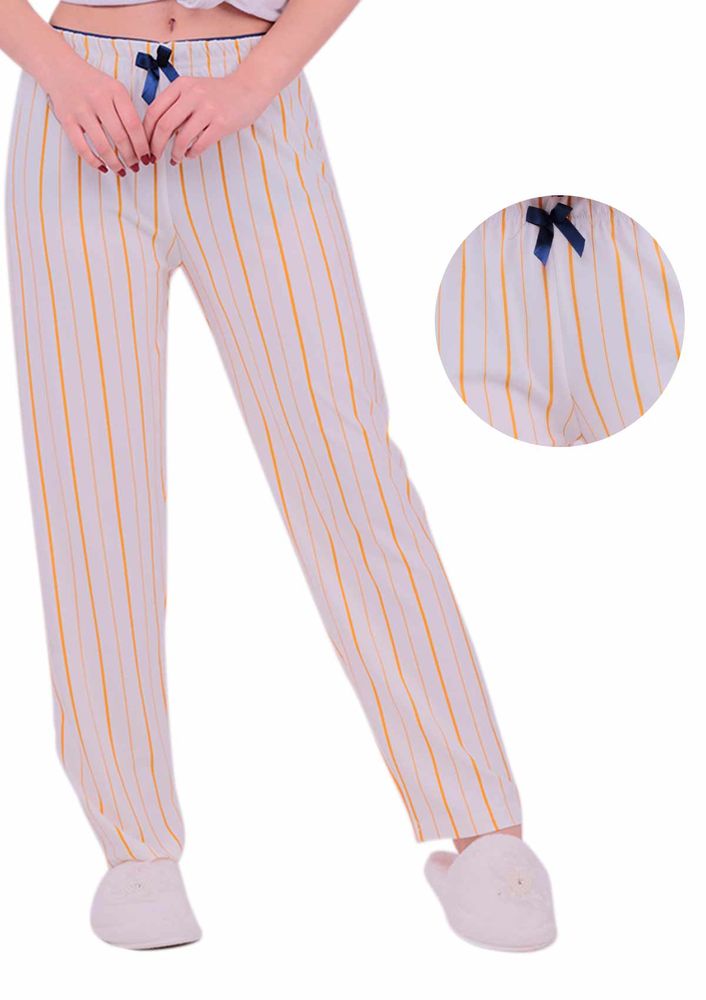 Sarı Çizgili Pijama Altı | Beyaz
