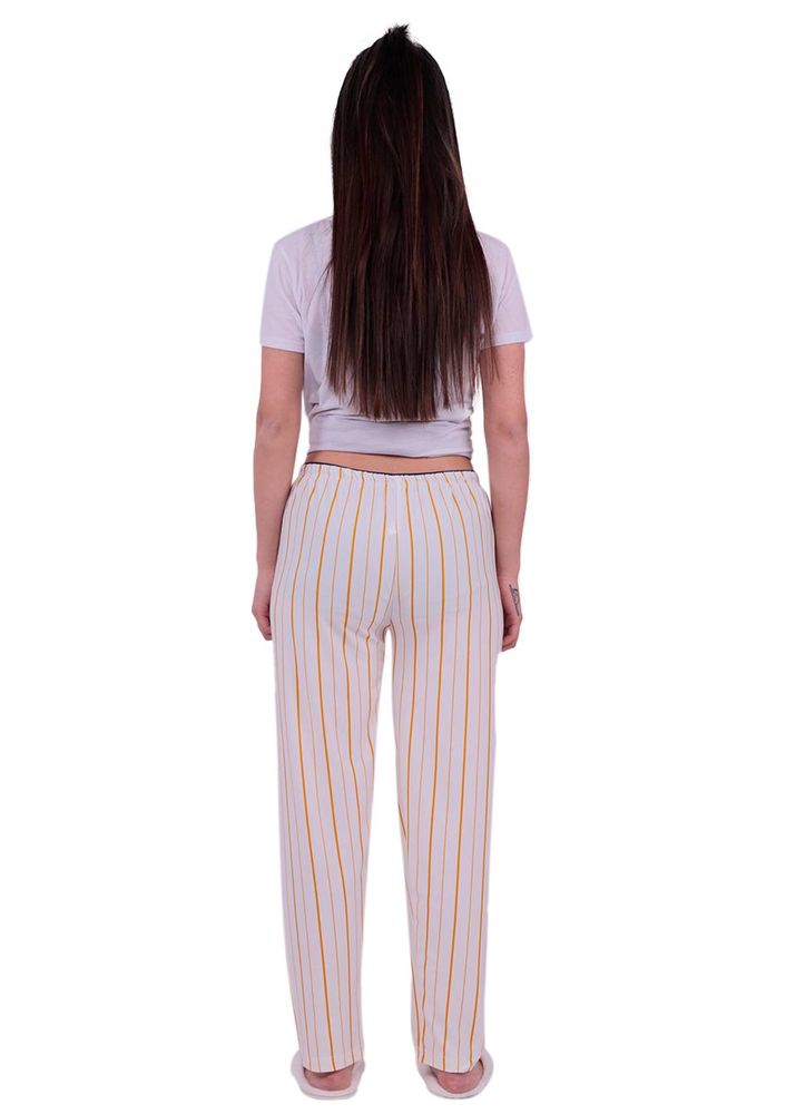 Sarı Çizgili Pijama Altı | Beyaz