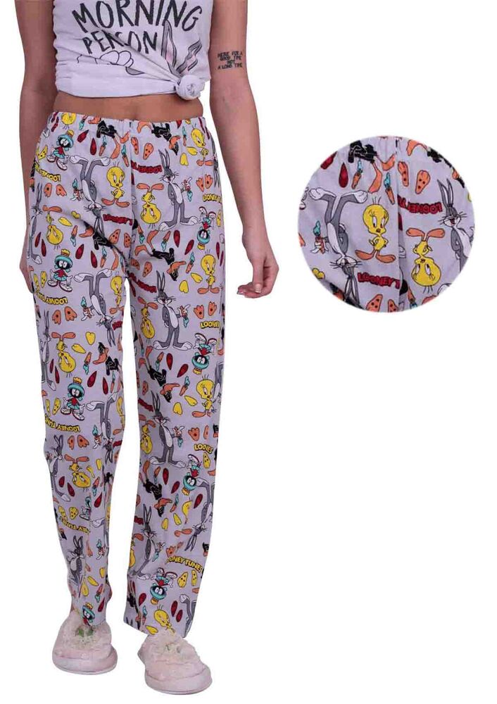 Karakter Desenli Kadın Pijama Altı | Gri