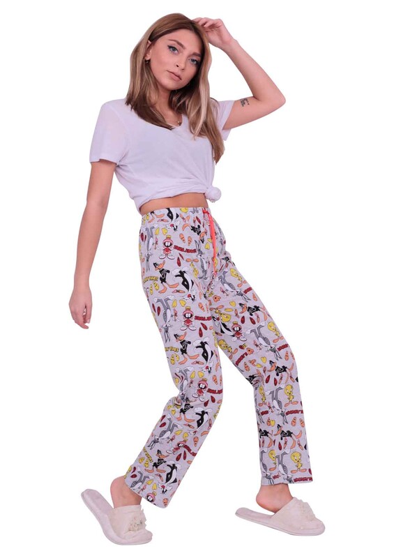 Karakter Desenli Kadın Pijama Altı | Gri - Thumbnail