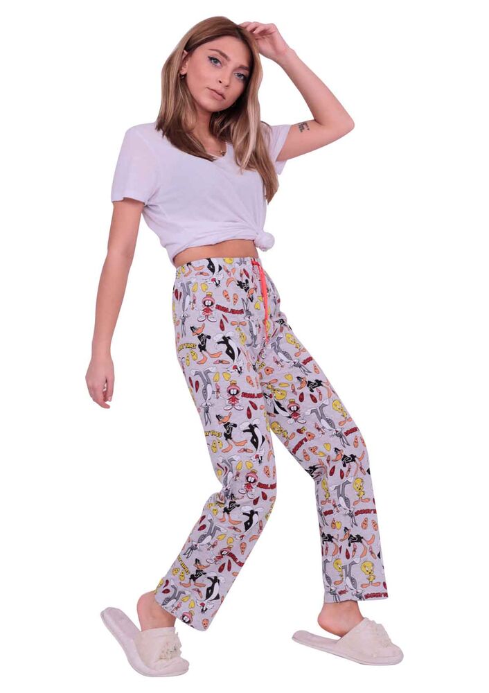 Karakter Desenli Kadın Pijama Altı | Gri
