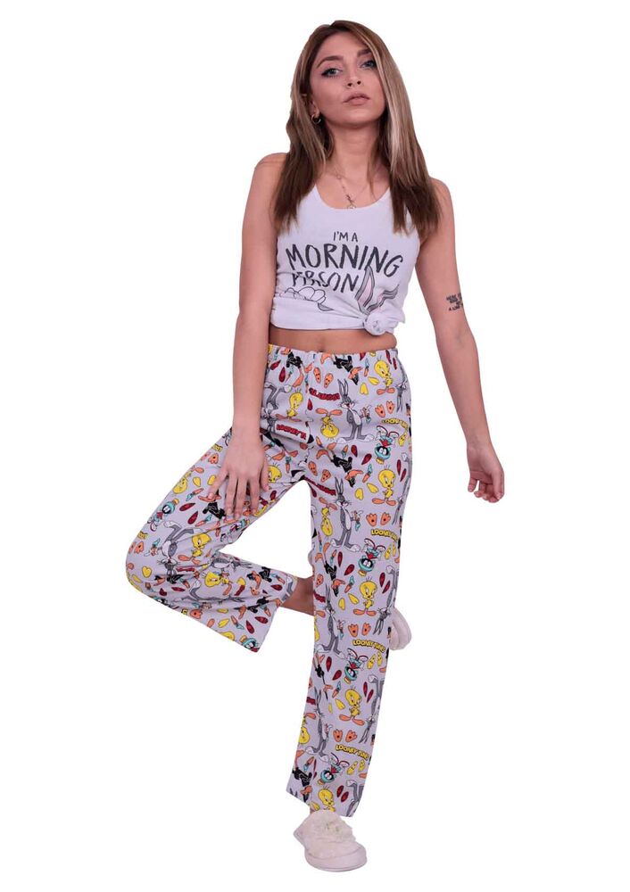 Karakter Desenli Kadın Pijama Altı | Gri