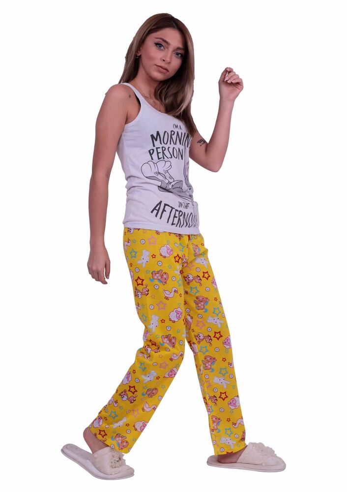 Tavşan Desenli Kadın Pijama Altı | Sarı