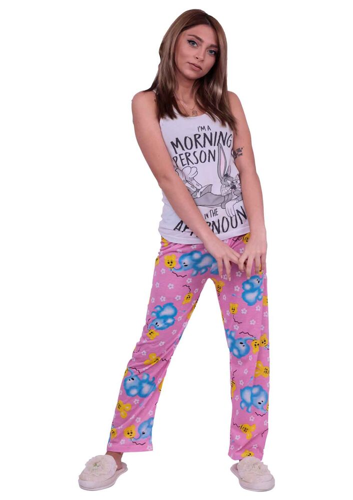Fil Desenli Kadın Pijama Altı | Pembe