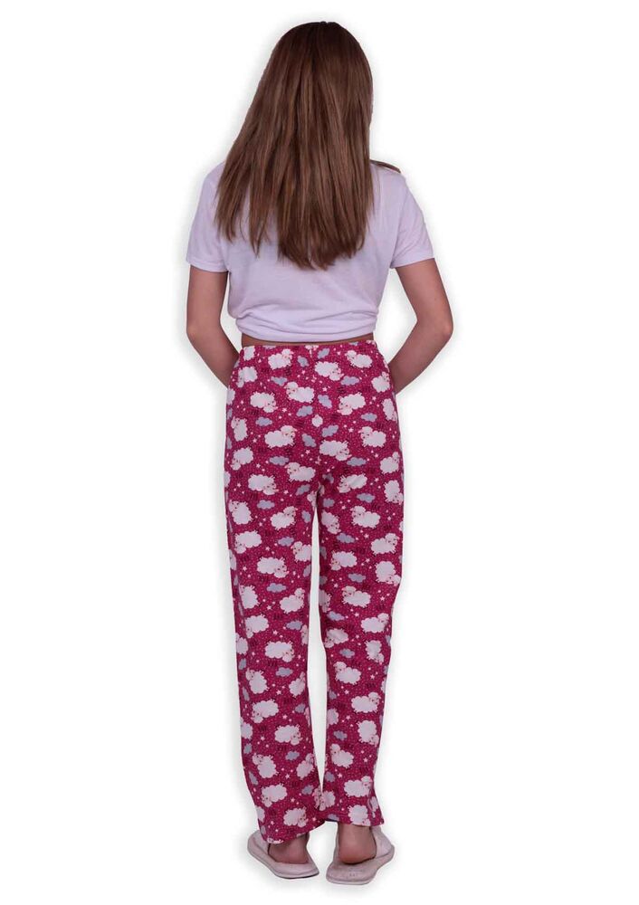Kuzu Desenli Kadın Pijama Altı | Fuşya