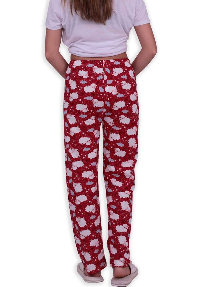 Kuzu Desenli Kadın Pijama Altı | Kırmızı