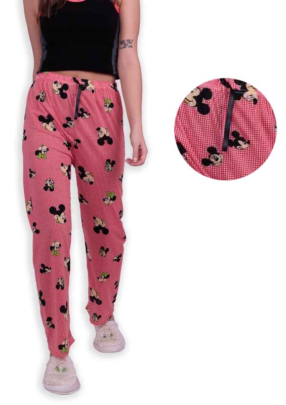 Desenli Kadın Pijama Altı | Kırmızı - Thumbnail