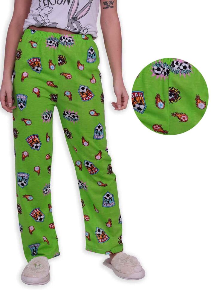 Futbol Baskılı Kadın Pijama Altı | Yeşil