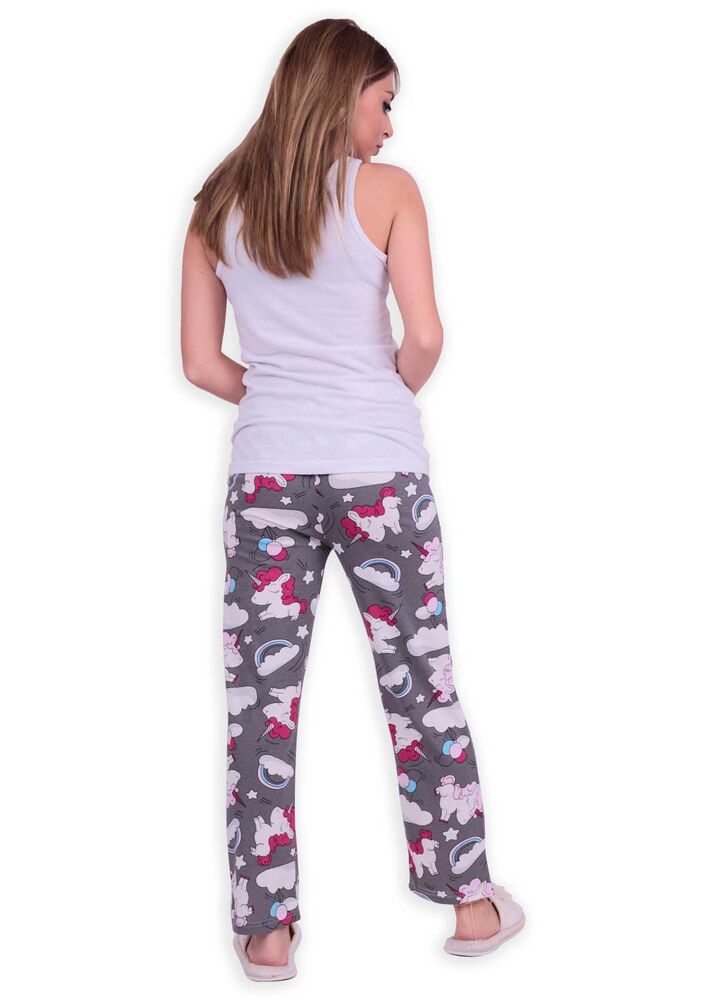 Unicorn Baskılı Kadın Pijama Altı | Gri