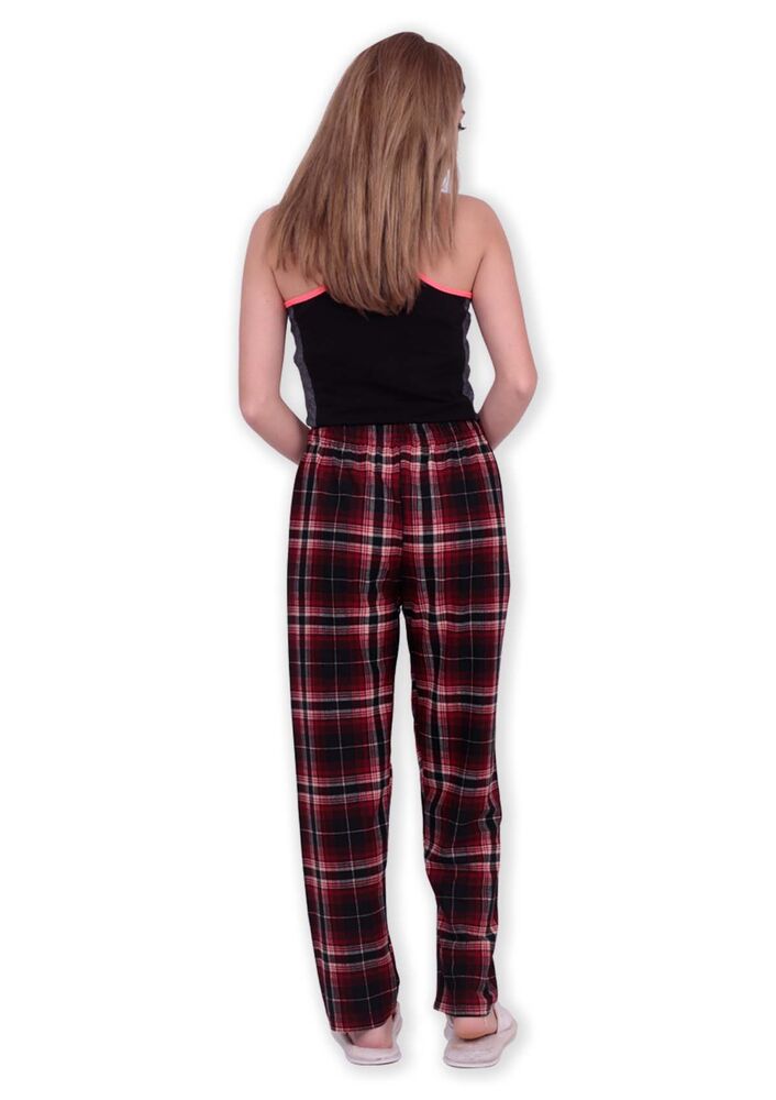 Ekose Desenli Kadın Pijama Altı | Bordo