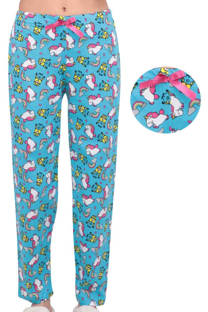 Unicorn Baskılı Kadın Pijama Altı | Mavi