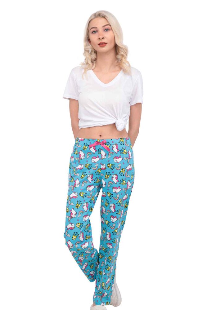 Unicorn Baskılı Kadın Pijama Altı | Mavi
