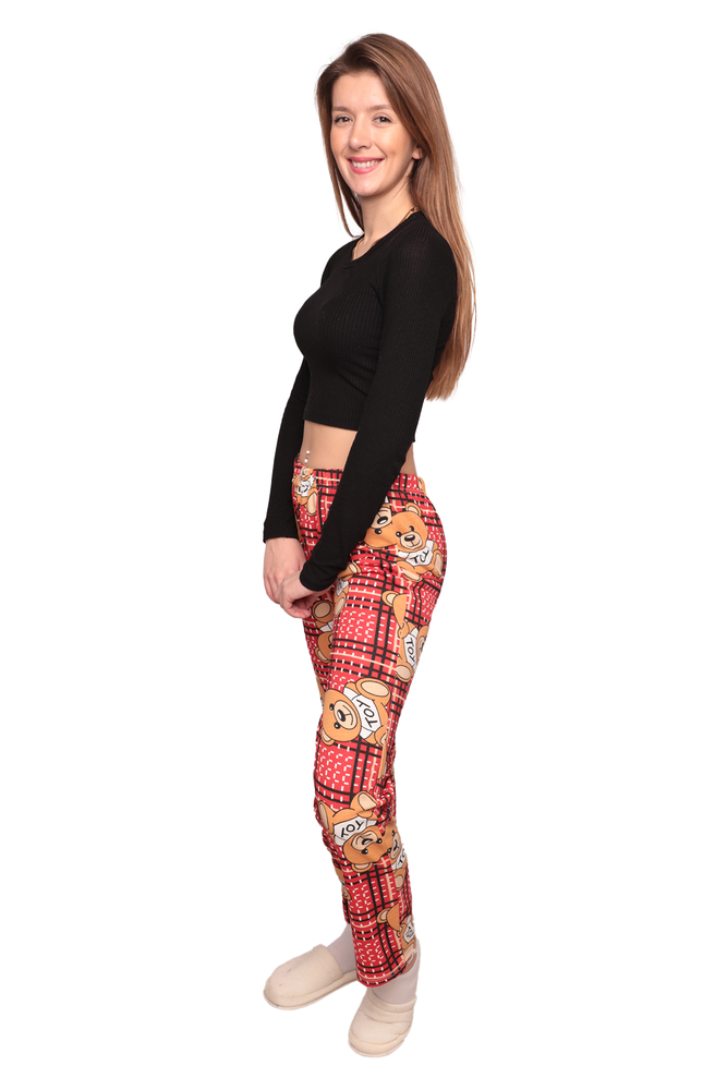 Ayıcık Desenli Kadın Pijama Alt 0784 | Kırmızı