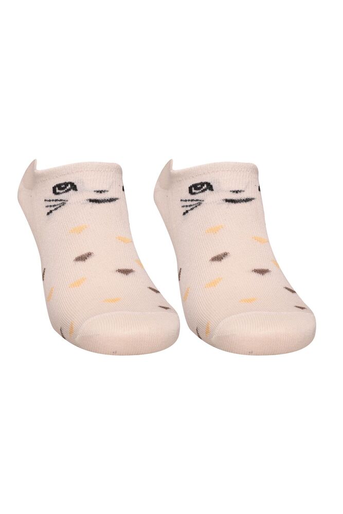 Baskılı Kadın Sneakers Çorap 5504-1 | Bej