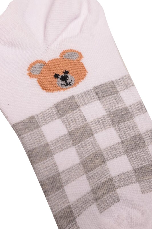 Figürlü Kadın Sneakers Çorap 8124 | Beyaz - Thumbnail