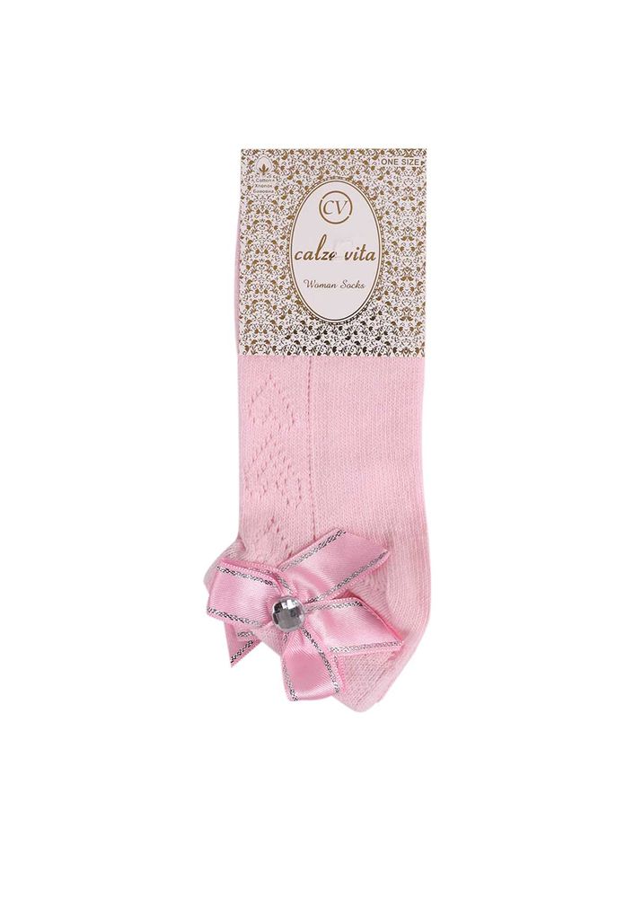 Calze Vita Taşlı Kurdeleli Çorap 346 | Pembe